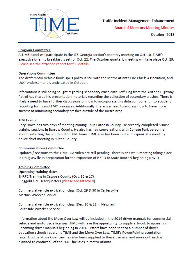 TIME OCT. 2013 BOARD MEETING DOCUMENTS