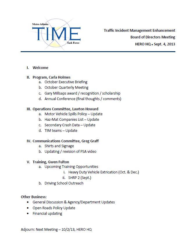 TIME SEPTEMBER 2013 BOARD MEETING DOCUMENTS