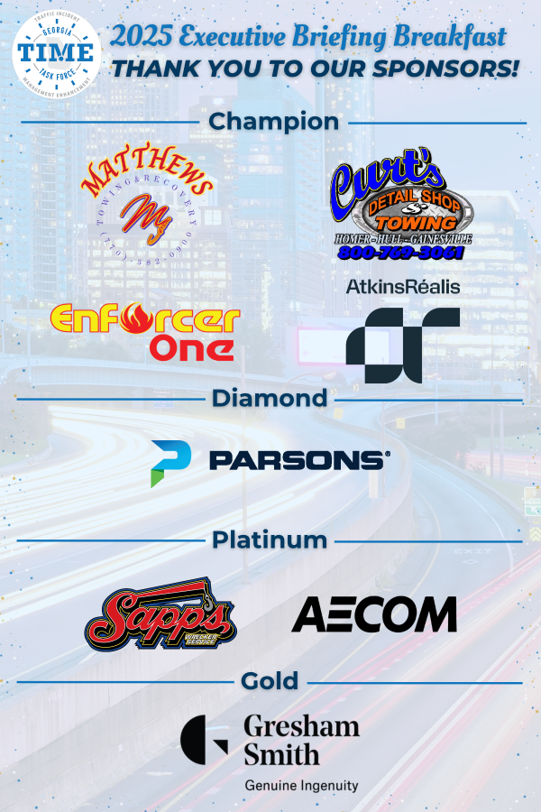 2025 Sponsors: Matthew's Towing and Recovery, Curt's Detail Shop and Towing, AtkinsRealis, Enforcer One, Parsons, Sapp's Wrecker Service, AECOM, Gresham Smith.